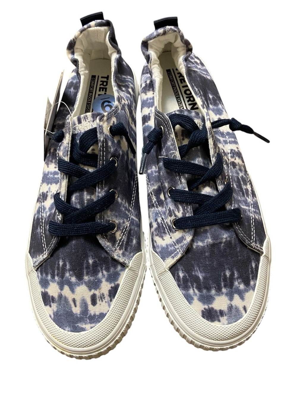 Tretorn Nylite Plus Blue Tie Dye Canvas Slip On Sneakers Comfort Insole Sz 9 NWT
